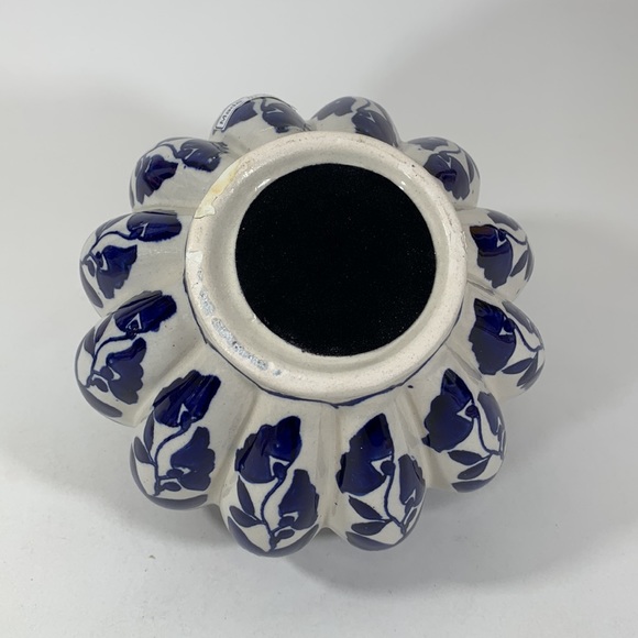 Vintage Blue White Handpainted Porcelain Pumpkin - Picture 7 of 10